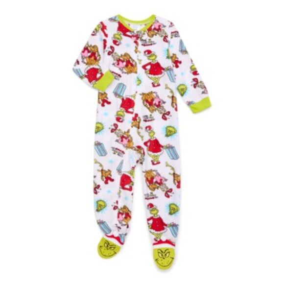 Dr. Seuss' How The Grinch Stole X-Mas Toddler Fleece Onesie One-Piece Sleeper 3T - Picture 1 of 6